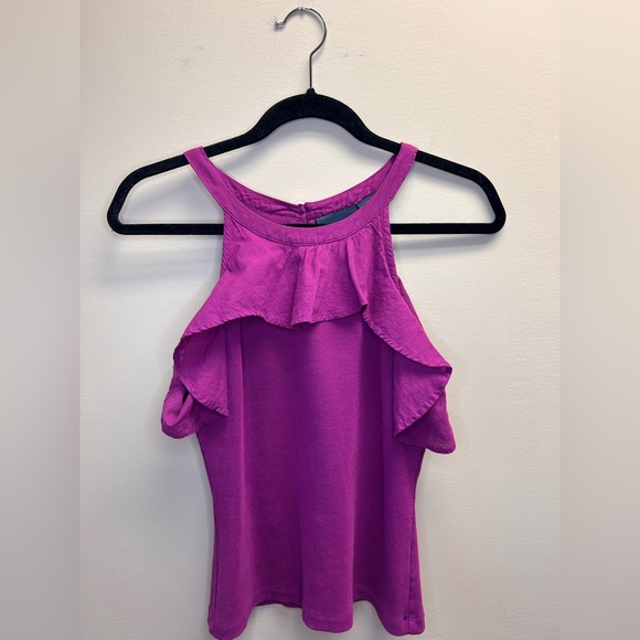 Anthropologie Magenta Ruffle Tank Top - Picture 2 of 4